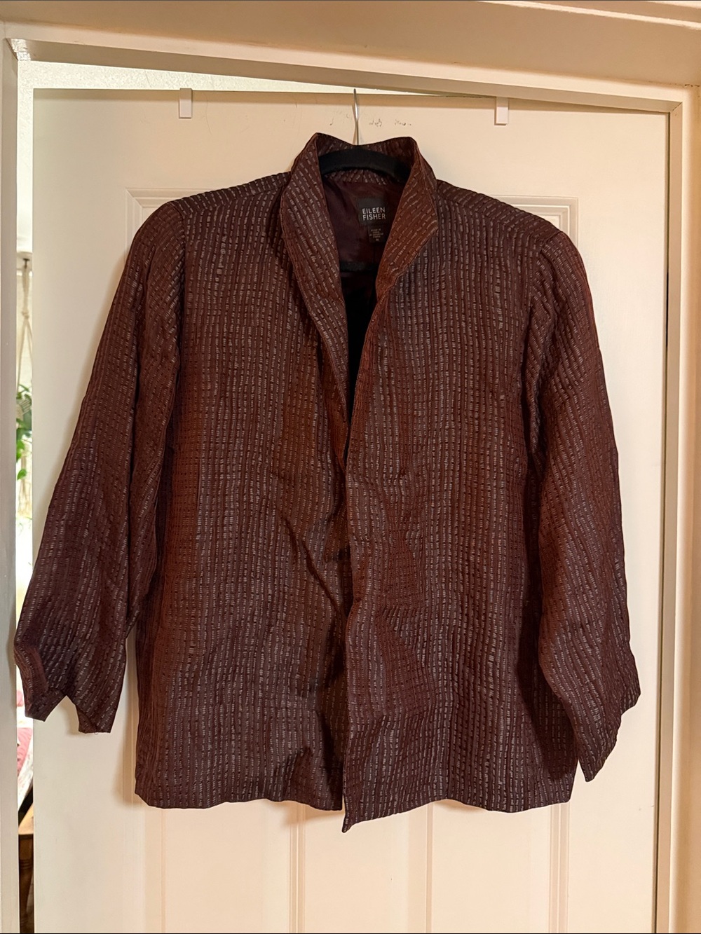 Eileen Fisher Silk Textured Open-Front Jacket